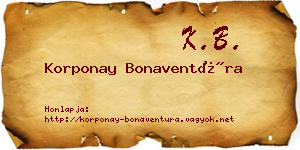 Korponay Bonaventúra névjegykártya